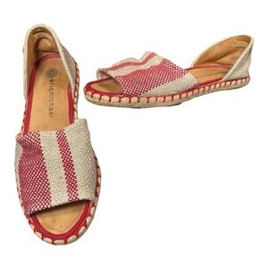 Eric Michael Women's Striped Espadrille Sandals Red And Beige US Size 6.5